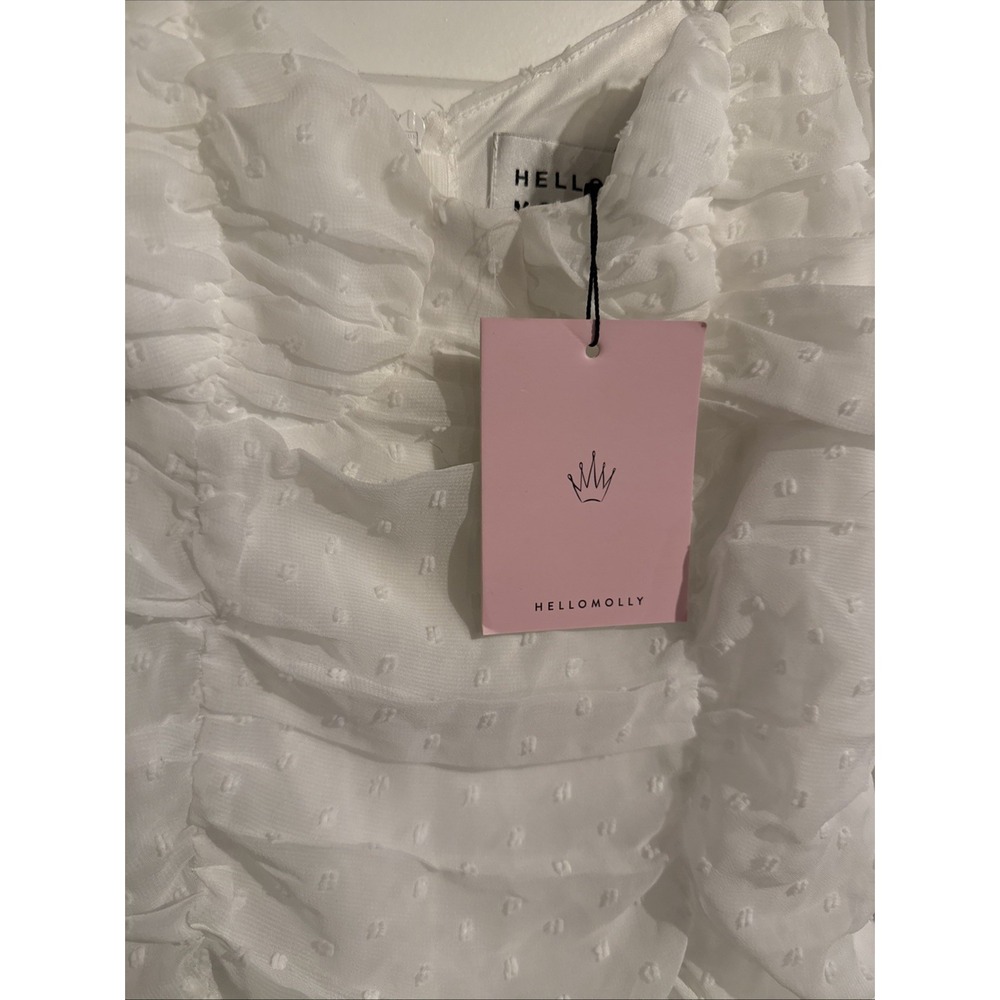 NWT Hello Molly Women's White Dress Balloon Sleev US Size 6